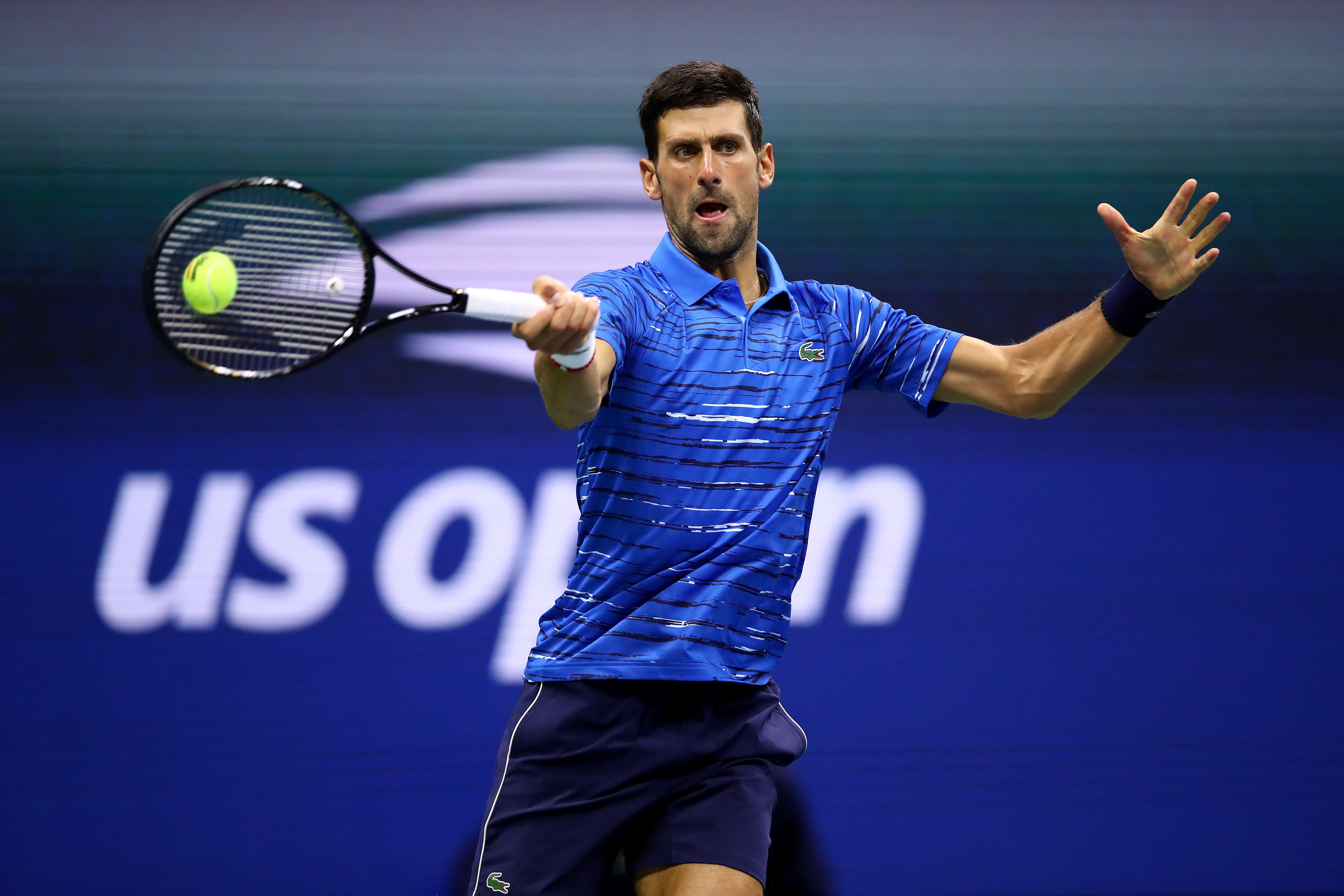 Novak Djokovic returns a shot during his Men's Singles second round match against Juan Ignacio Londero of Argentina on day three of the 2019 US Open. | Source: Getty Images.