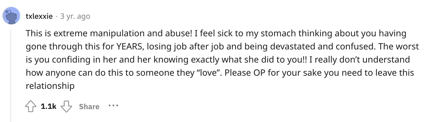 Another netizen sided with the man and told him to end the relationship | Source: reddit.com/r/Advice