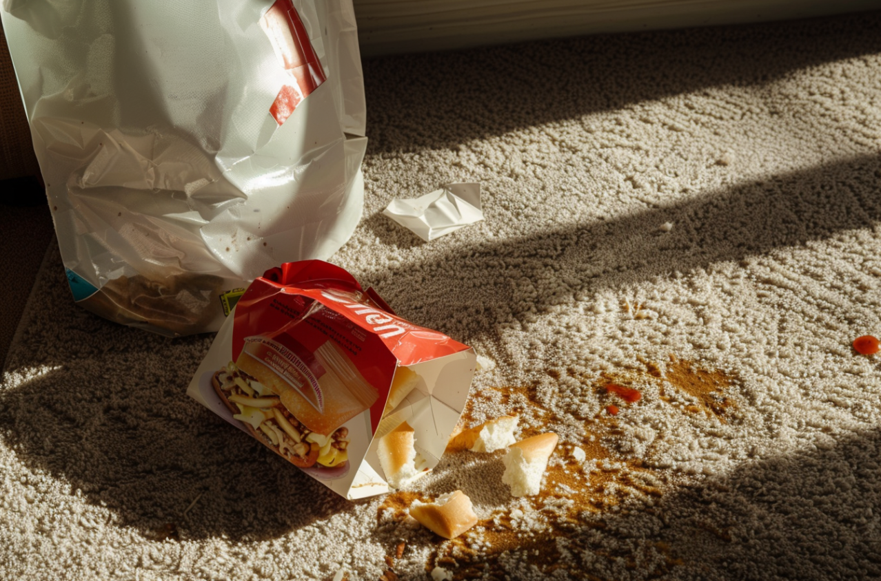 Takeout food spilled on the floor | Source: MidJourney