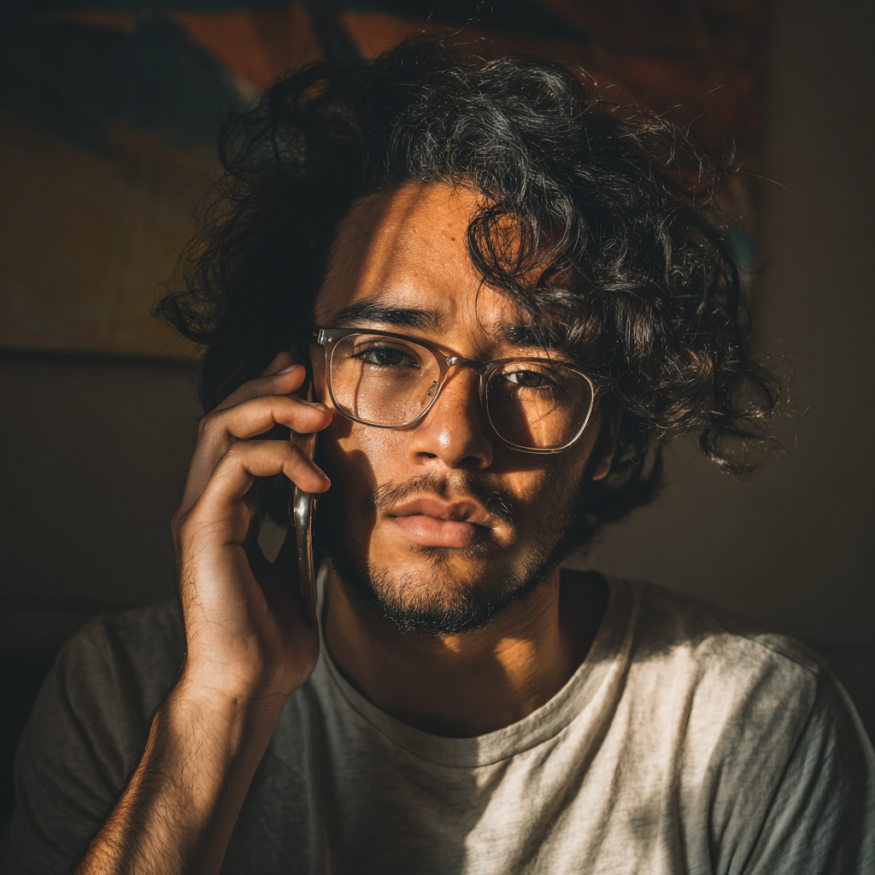 A man talking on the phone looking tired | Source: Midjourney