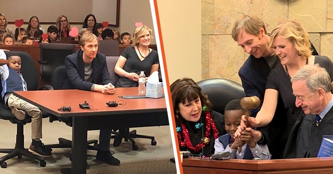 An entire class showed up to support their friend at his adoption hearing | Photo: Facebook/KentCountyMI & Facebook/Ashton Kutcher  