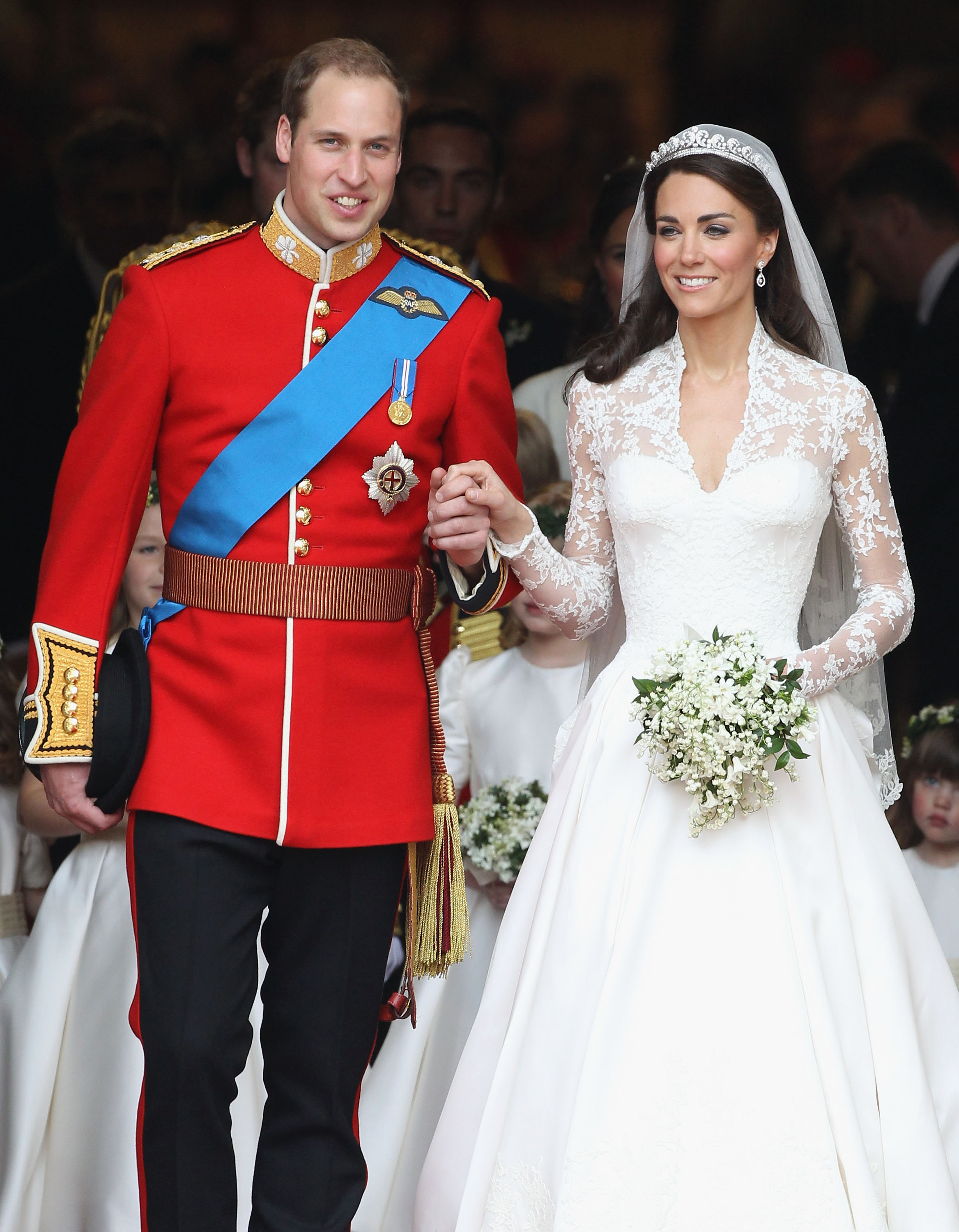 Prince William and Catherine Middleton pictured following their wedding ceremony at Westminster Abbey on April 29, 2011, in London, England. | Source: Getty Images