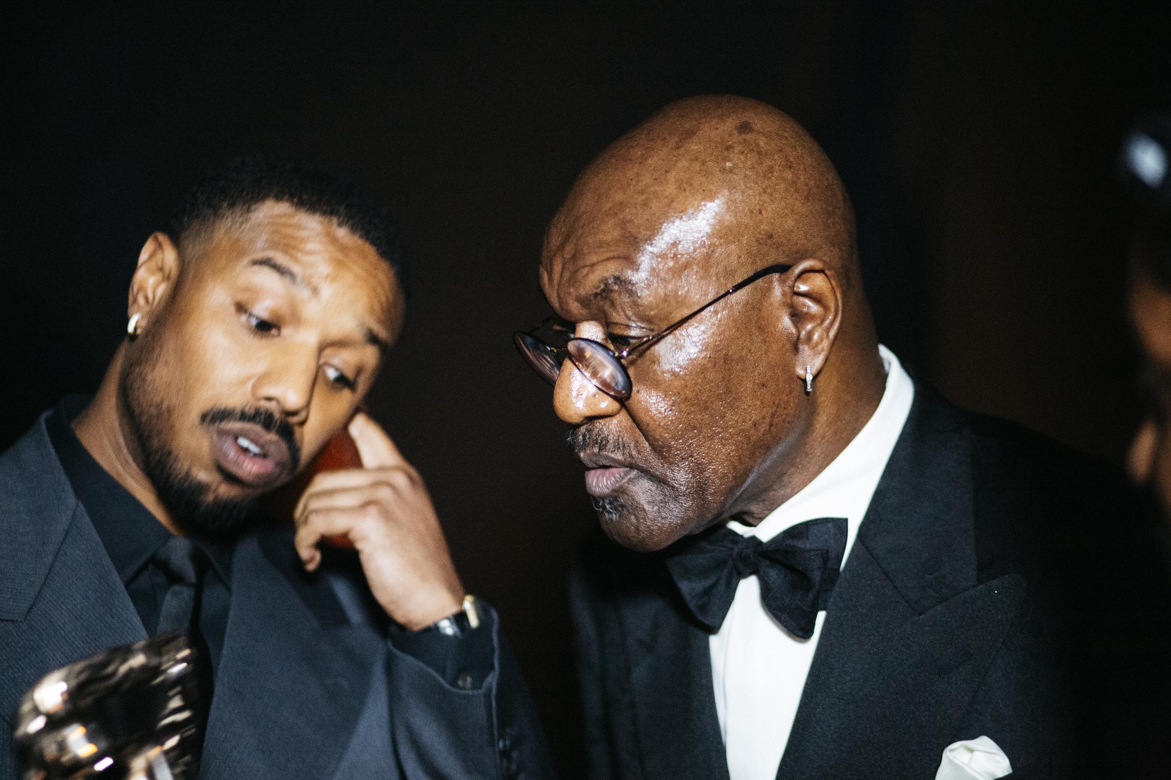 Michael B. Jordan and Delroy Lindo backstage during the EE BAFTA Awards on February 22, 2026, in London, England. | Source: Getty Images