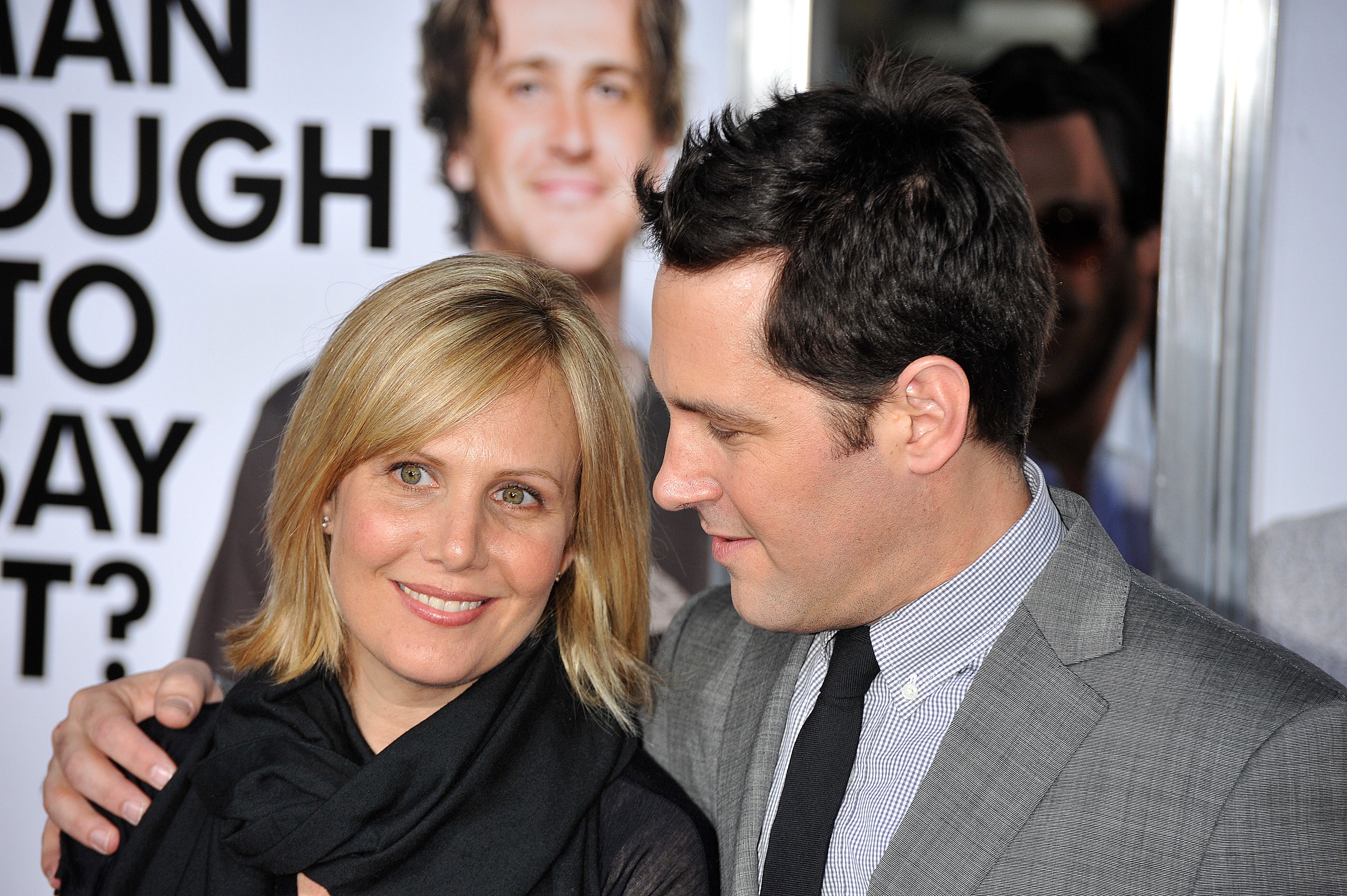Paul Rudd and his wife Julie Yaeger arrive at the premiere of "I Love You, Man" held at Mann's Village Theater on March 17, 2009, in Westwood, California. | Source: Getty Images