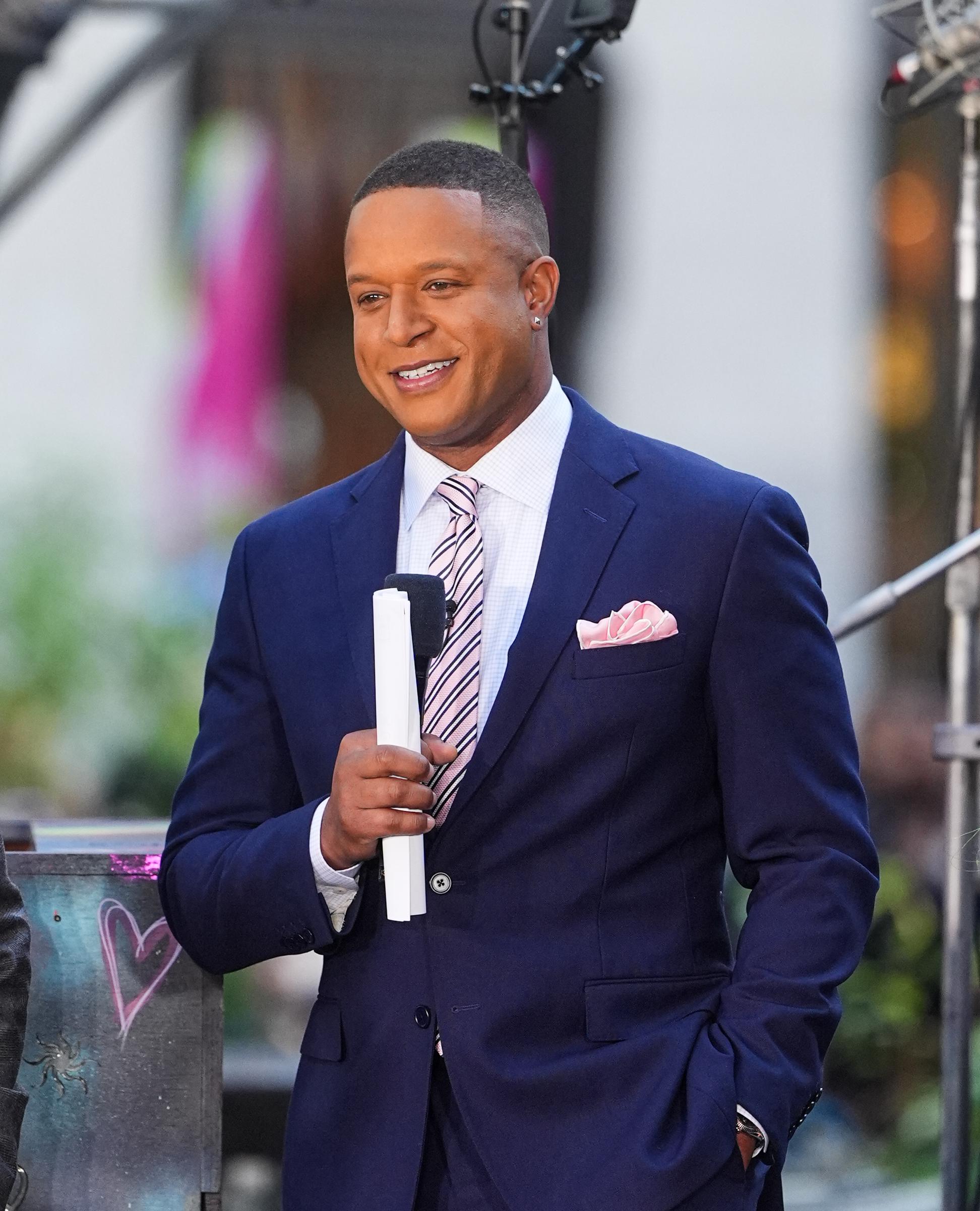 Craig Melvin speaking during a "Today" segment at Rockefeller Plaza in New York City on October 8, 2024 | Source: Getty Images