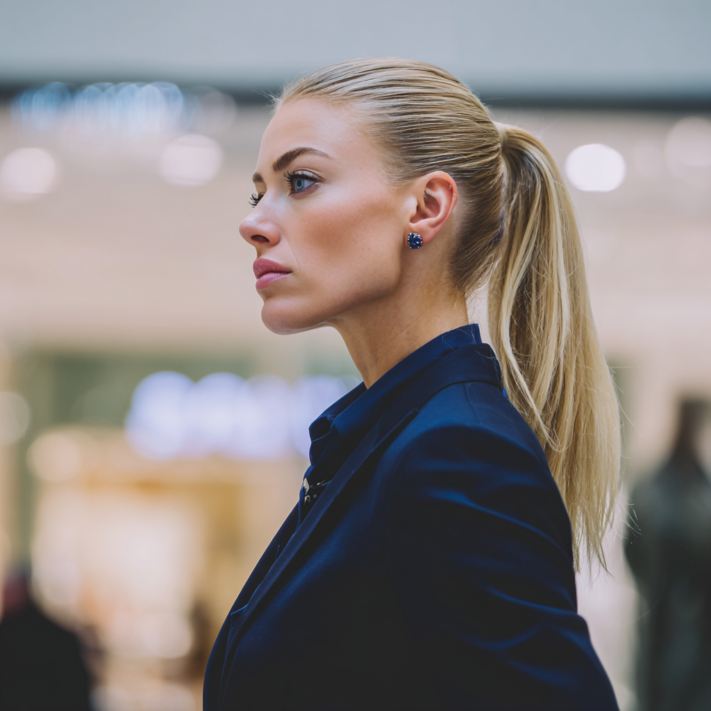 A stern woman standing in a store | Source: Midjourney