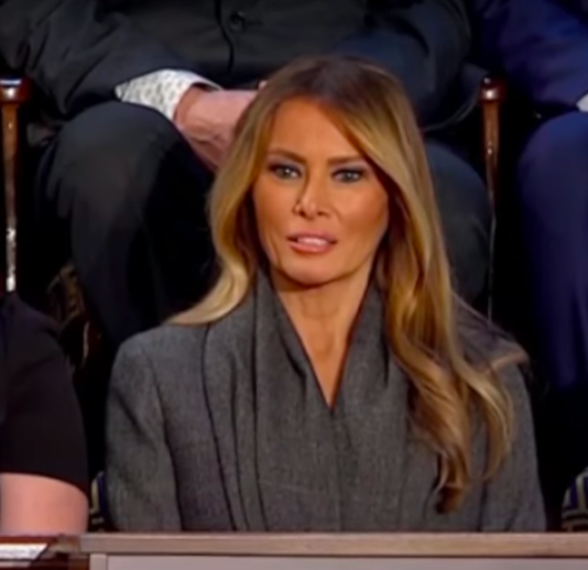 Melania Trump looks on during her husband's address. | Source: YouTube/Forbes Breaking News