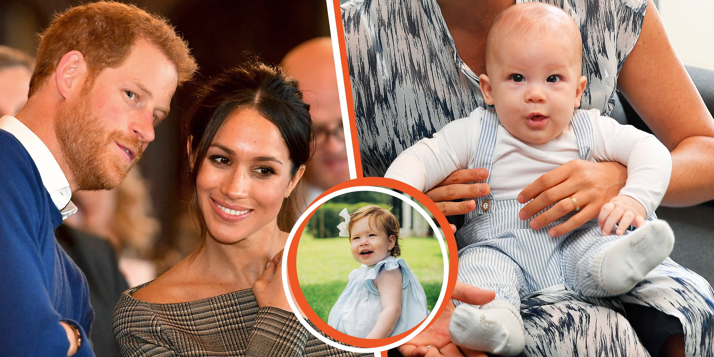 Prince Harry and Meghan Markle | Their daughter Lilibet [Inset]  Their son Archie | Source: Getty Images | Twitter/Misan Harriman