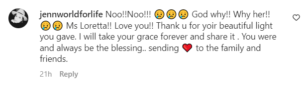 A fan comments on Loretta Lynn's last social media post ┃ Source: Instagram/@lorettalynnofficial