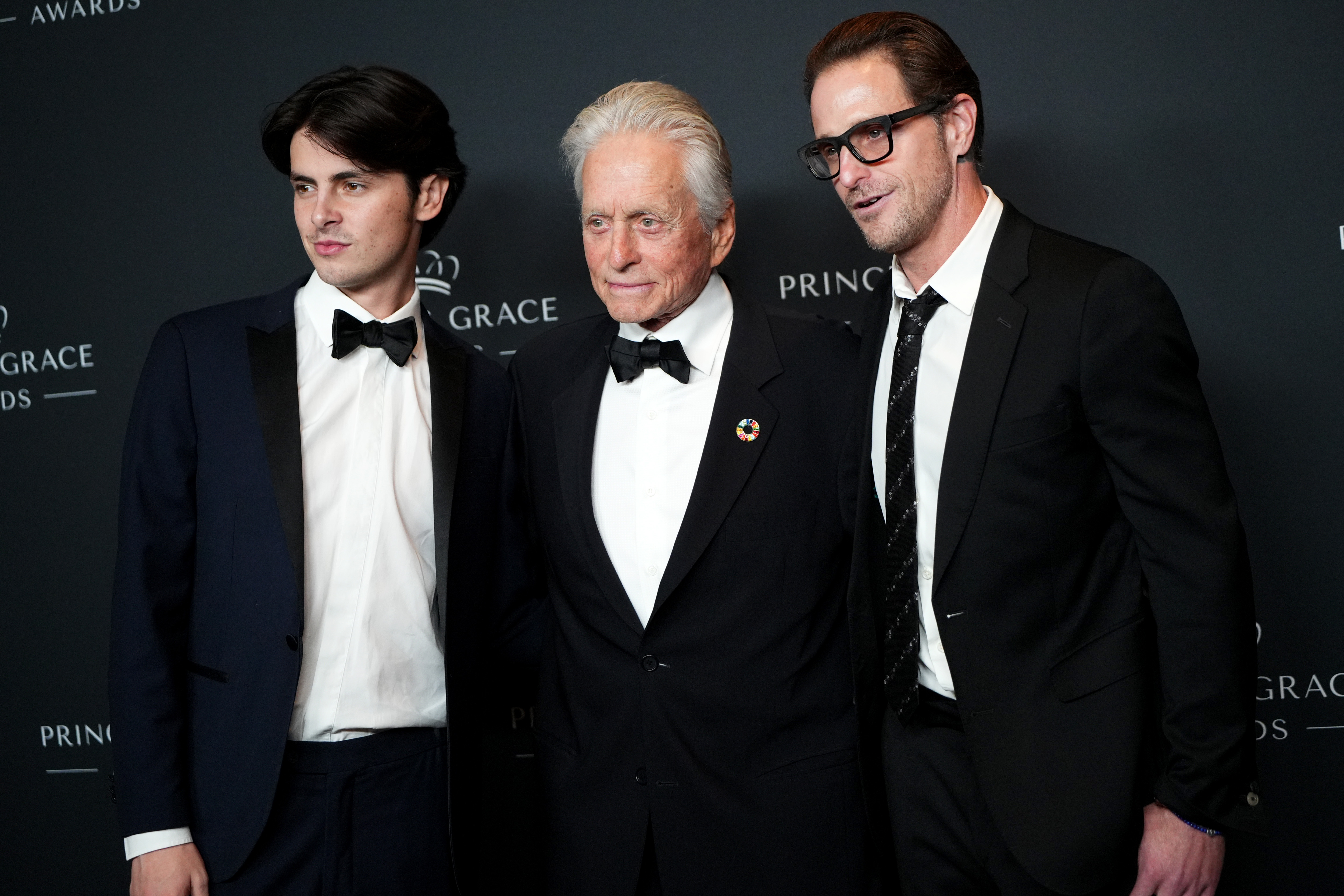 Dylan Douglas, Michael Douglas and Cameron Douglas attend the Princess Grace Awards 40th Anniversary Gala on October 23, 2024, in New York City. | Source: Getty Images