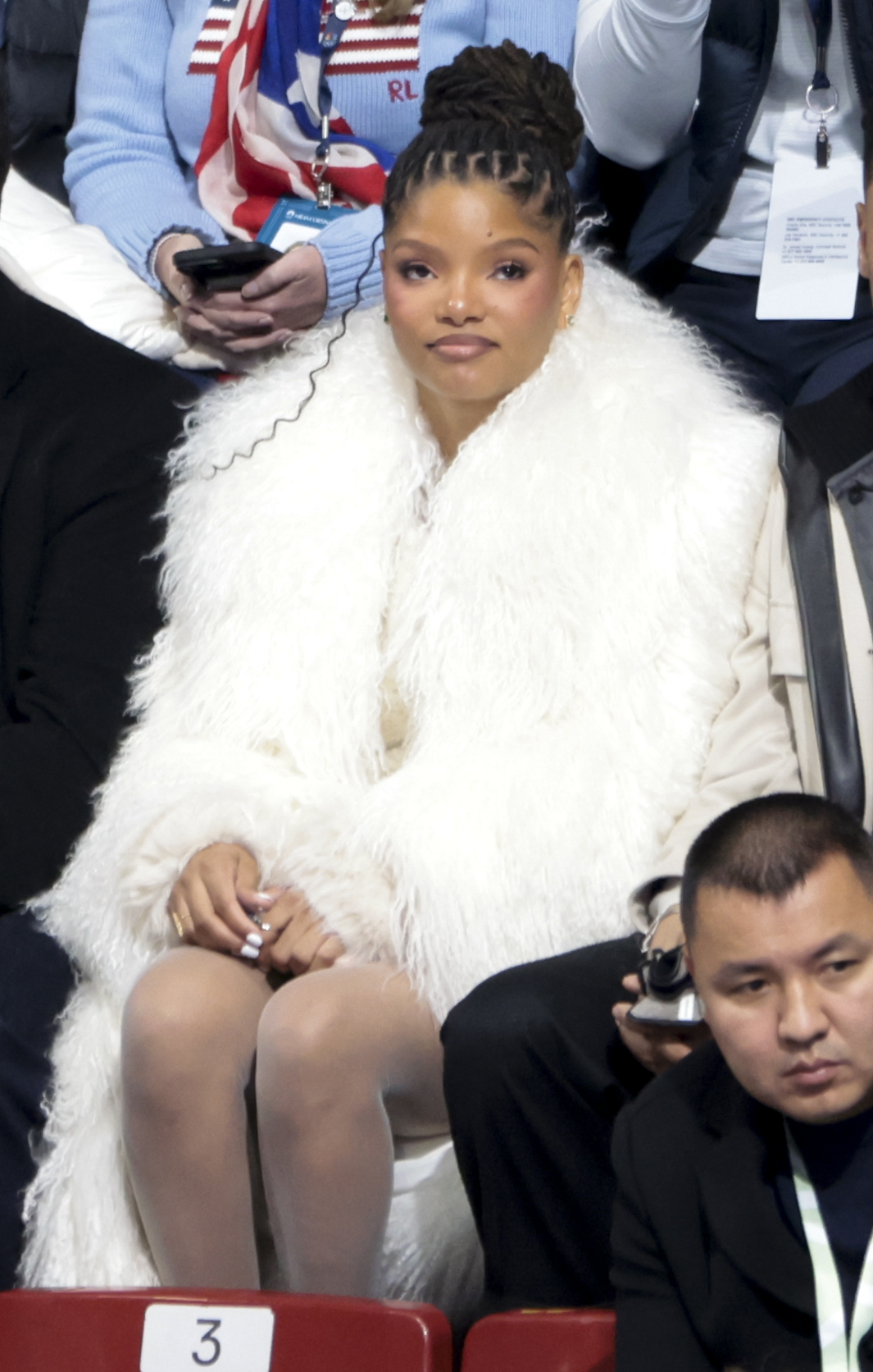 Halle Bailey attends the Figure Skating Women Single Skating Short Program during the Winter Olympic Games at the Milano Ice Skating Arena on February 17, 2026, in Milan, Italy | Source: Getty Images