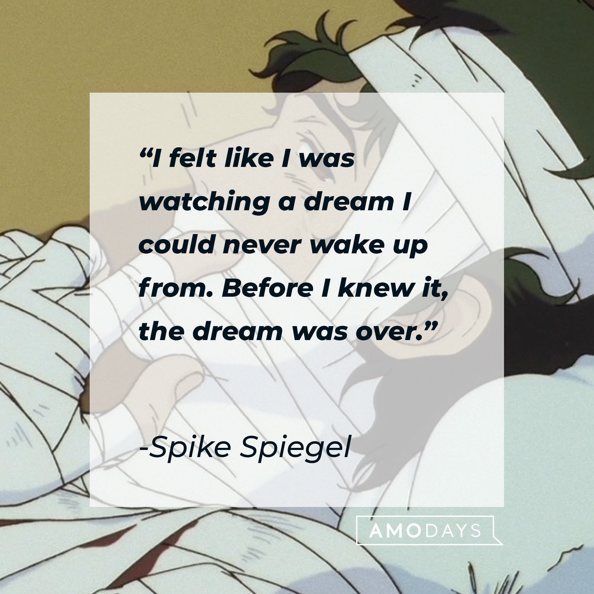 Spike Spiegel’s quote: "I felt like I was watching a dream I could never wake up from. Before I knew it, the dream was over." | Image: AmoDays 