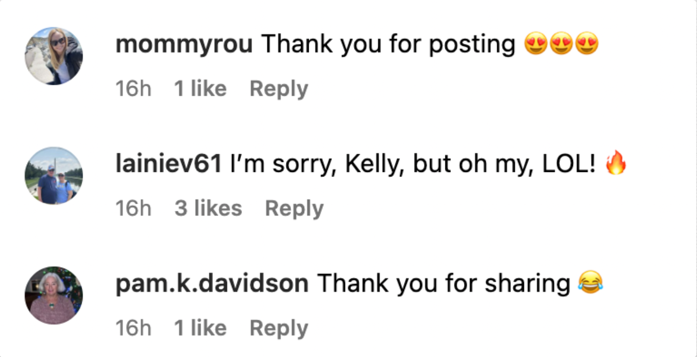 Screenshot of comments on Kelly Ripa's Instagram post. | Source: Instagram/KellyRipa