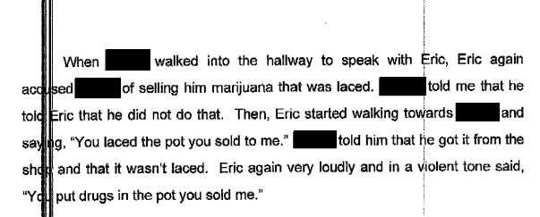 Extract from the sworn statement provided to the L.A. County DA's Office. | Source: TMZ