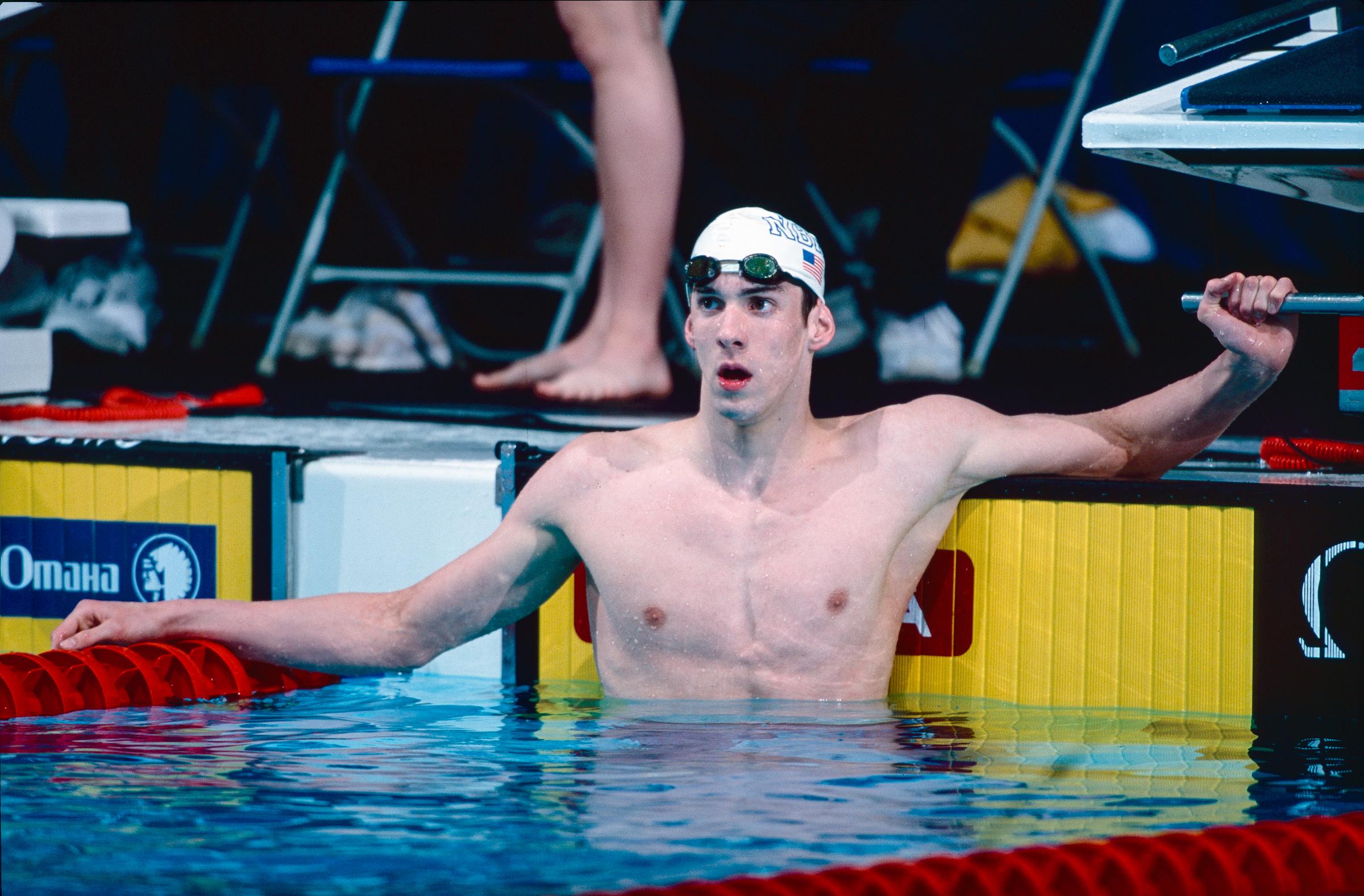 Michael Phelps during the U.S Olympic Swimming Trials on August 13th, 2000, in Indianapolis, Indiana. | Source: Getty Images