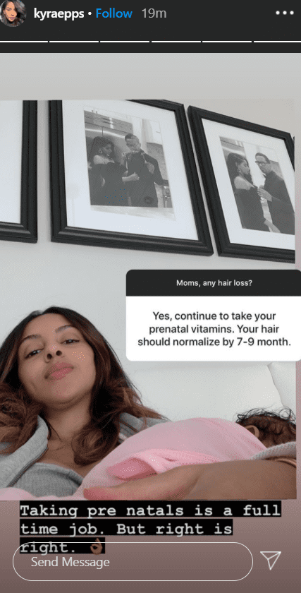 New mom Kyra Epps on social media giving advice to fellow moms on hair loss | Photo: Instagram/kyraepps