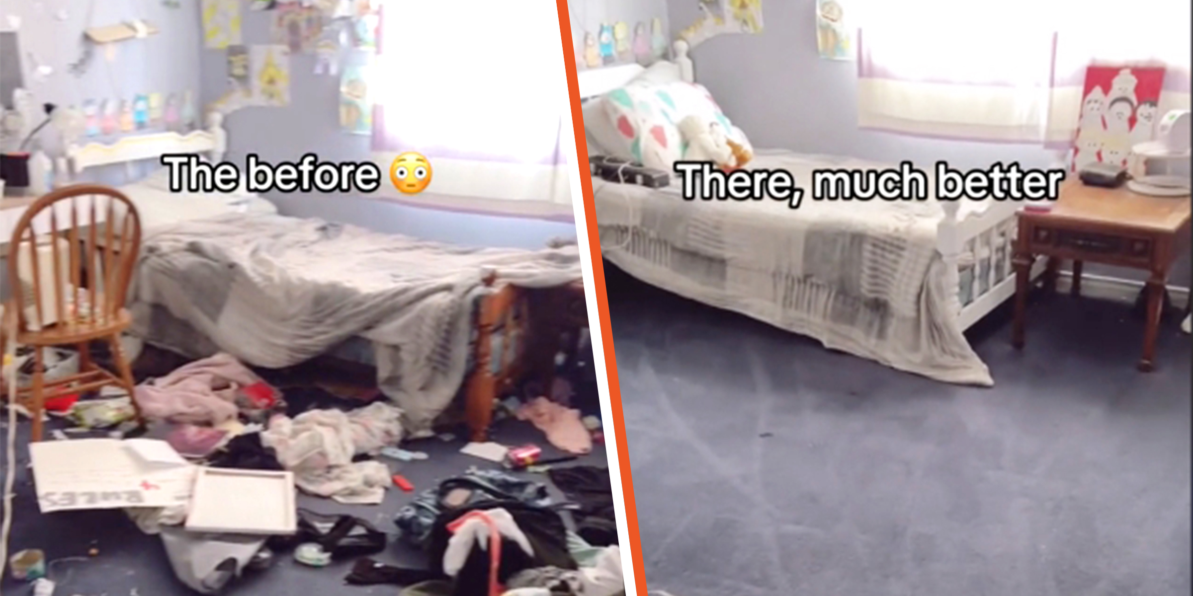 The before and after of Snowenne's teen daughter's room | Source: tiktok.com/@snowenne_cleans