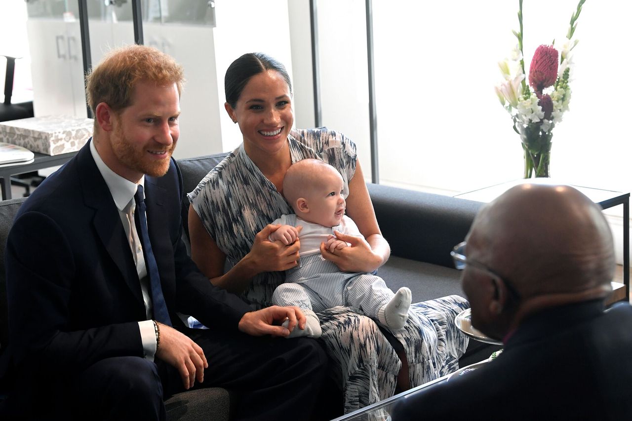 Prince Harry, Meghan Markle and their baby son Archie at the Desmond & Leah Tutu Legacy Foundation during their royal tour of South Africa on September 25, 2019. | Source: Getty Images