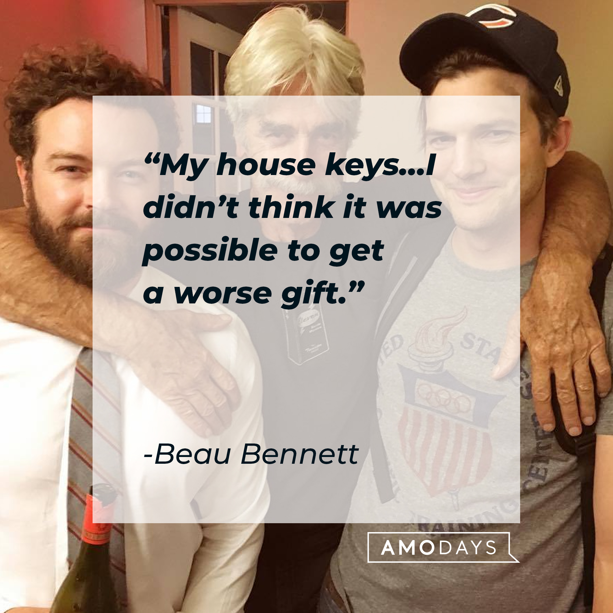 Beau Bennett and his two sons, with his quote: “My house keys…I didn’t think it was possible to get a worse gift.” | Source: facebook.com/TheRanchNetflix