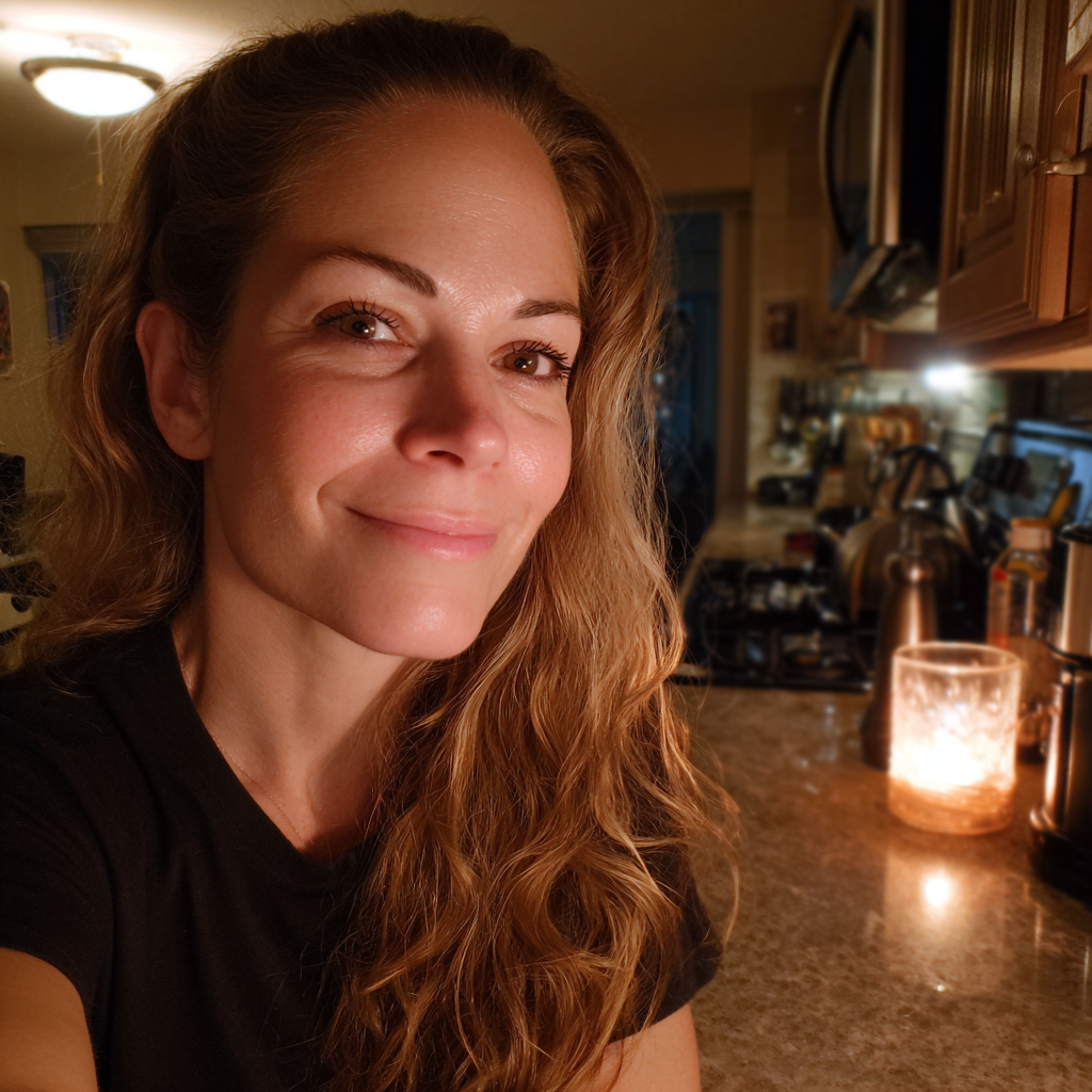 A smiling woman standing in a kitchen | Source: Midjourney