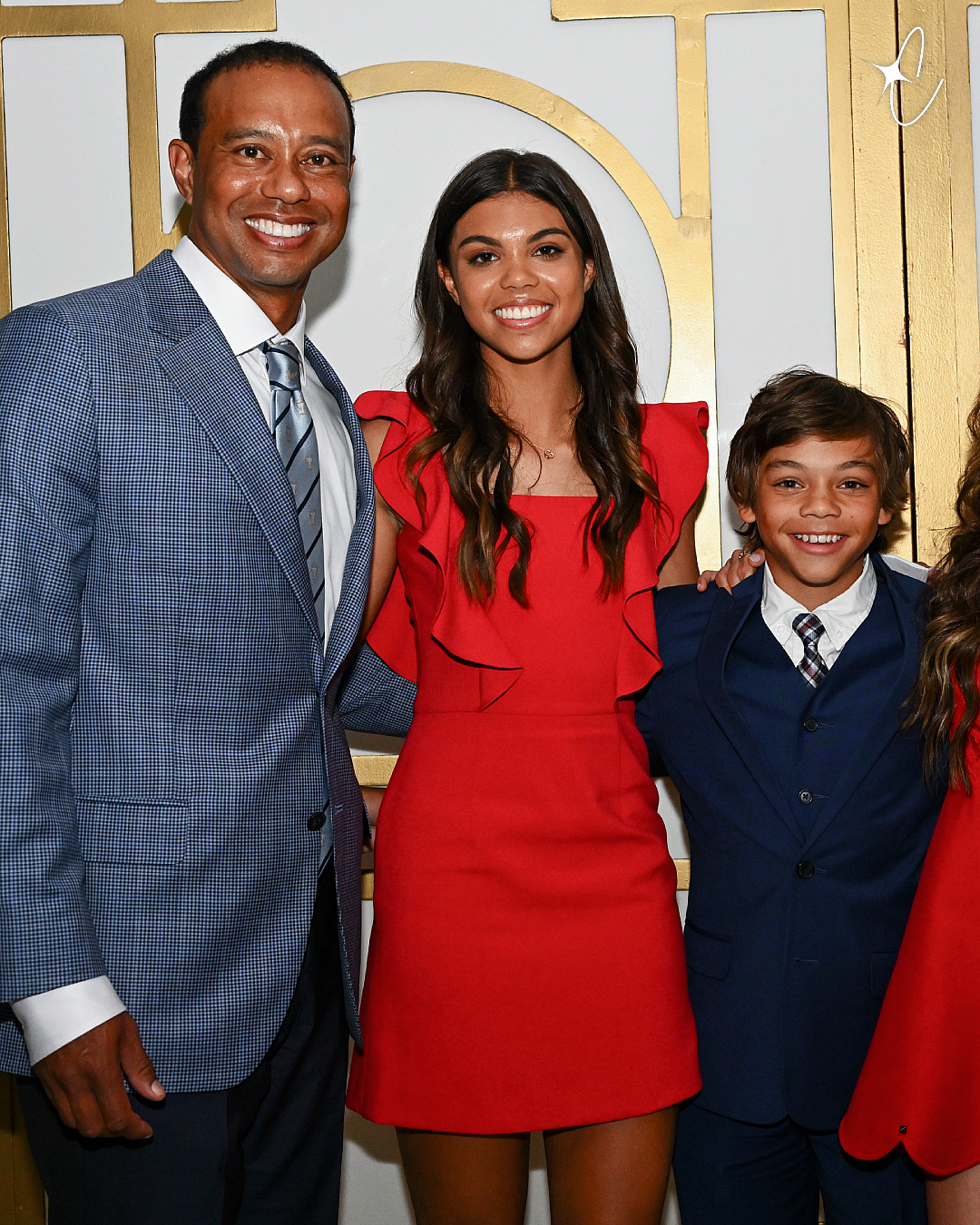 Tiger, Sam and Charlie Woods during the World Golf Hall of Fame Induction at the PGA TOUR Global Home on March 9, 2022, in Ponte Vedra Beach, Florida | Source: Getty Images