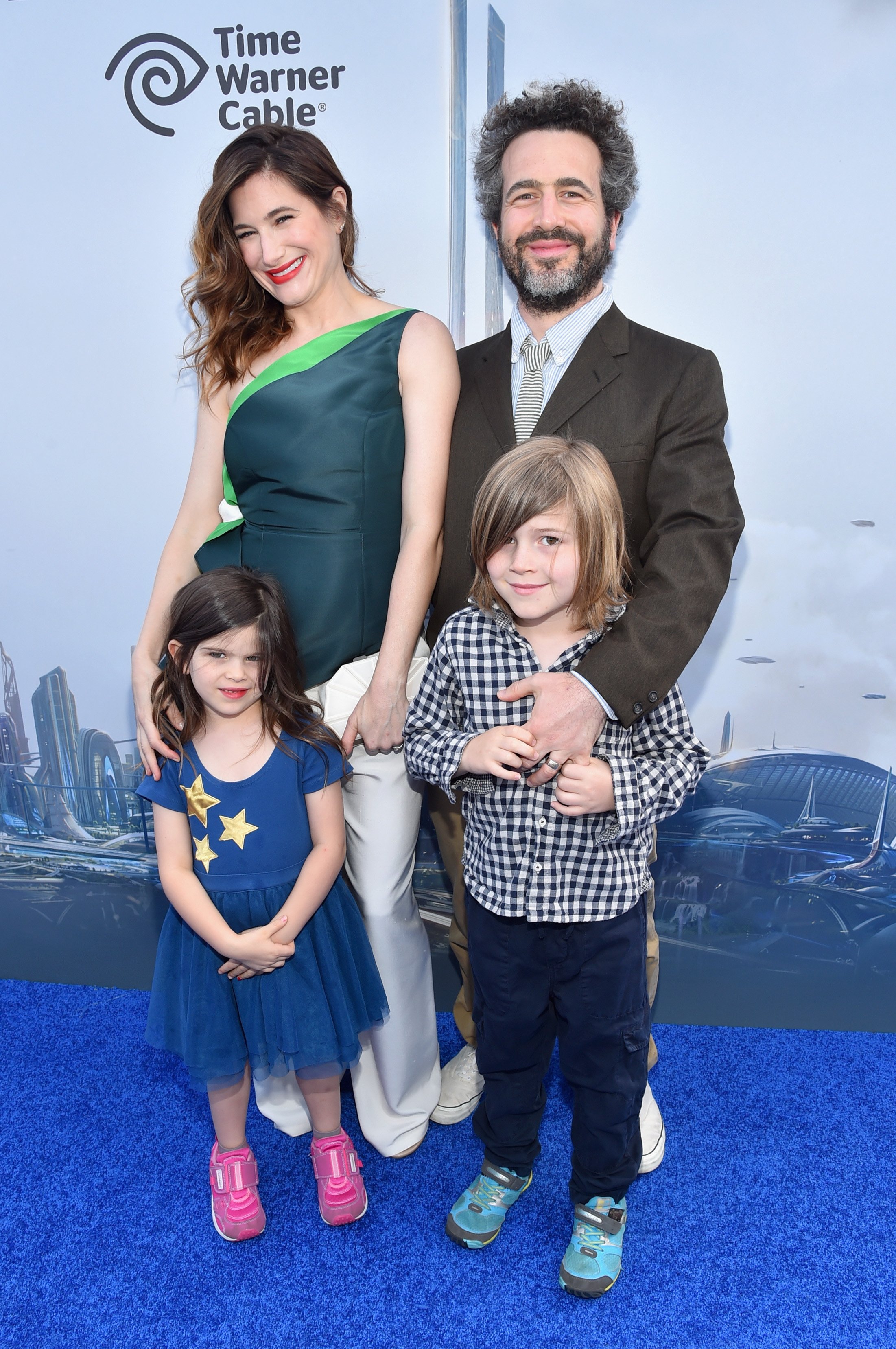 Kathryn Hahn, Ethan, Mae and Leonard Sandler attend the world premiere of Disney's "Tomorrowland" at Disneyland, Anaheim in Anaheim, California on May 9, 2015 | Source: Getty Images