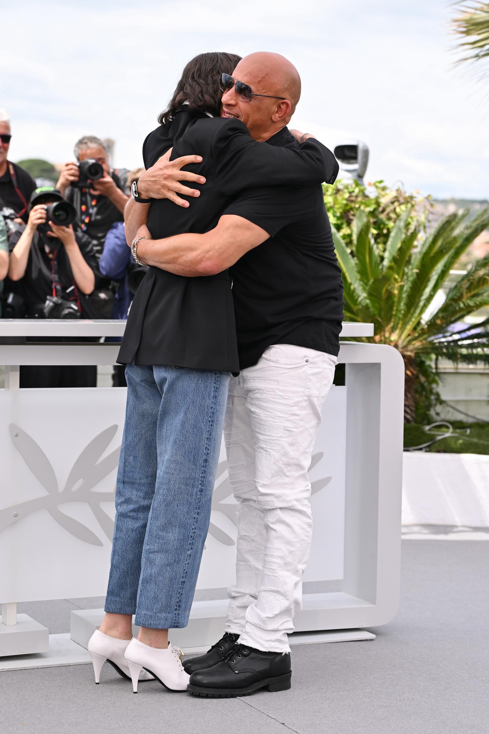 Vin Diesel and Meadow Walker hug during "The Fast And The Furious" photocall at the 79th annual Cannes Film Festival at Palais des Festivals on May 13, 2026 in Cannes, France. | Source: Getty Images