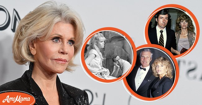 [left] Jane Fonda attends the 2019 Glamour Women Of The Year Awards at Alice Tully Hall, Lincoln Center on November 11, 2019 in New York City. ; [Right] Jane Fonda and her husbands, Tom Hayden, Ted Turner and Roger Vadim | Photo: Getty Images