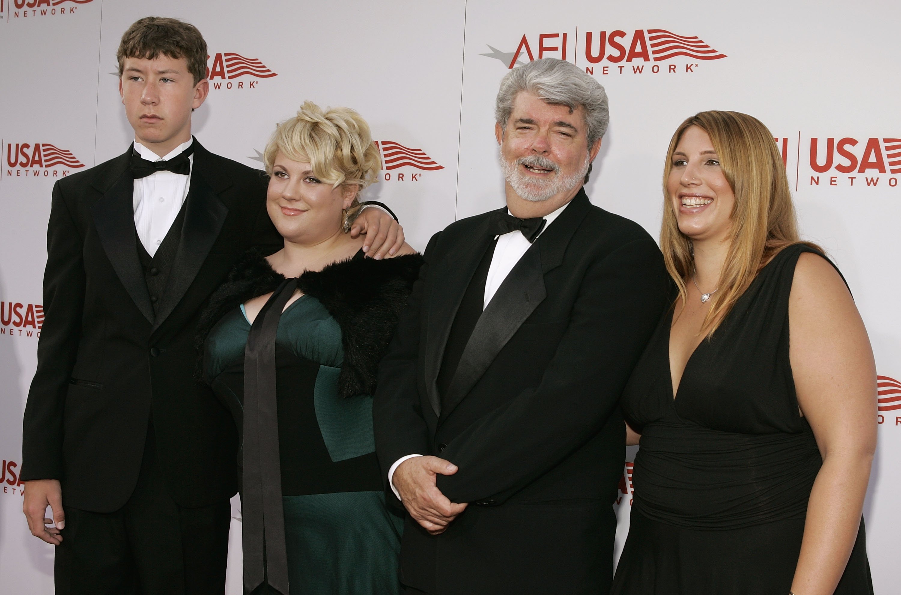 Jett Lucas, Katie Lucas, George Lucas, and Amanda Lucas at the 33rd AFI Life Achievement Award after party on June 9, 2005 | Source: Getty Images