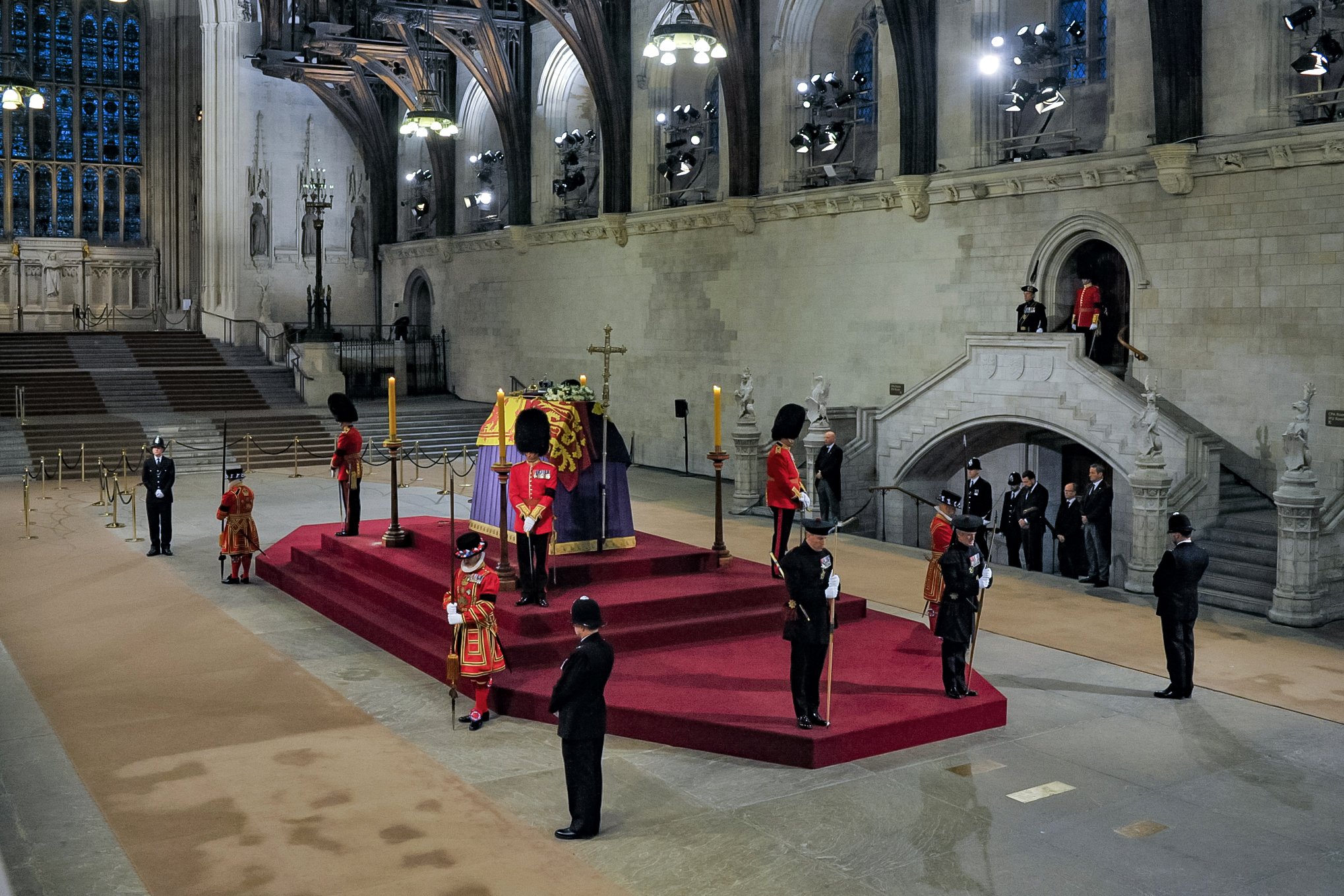 Queen Elizabeth II's coffin at her state funeral in Westminster 2022. | Source: Getty Images 