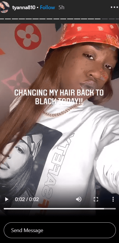 A screenshot of T'yanna Wallace flaunting her hair with a red hat on. | Photo: Instagram/tyanna810