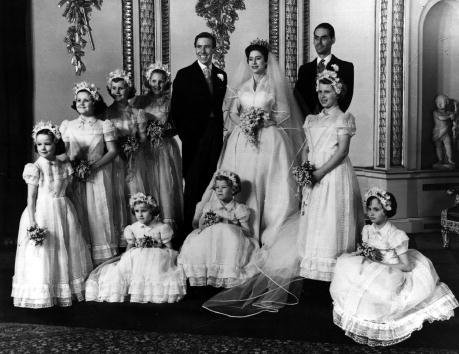 The bridal group at Buckingham Palace May 6, 1960 at the wedding of Princess Margaret and Antony Armstrong-Jones | Photo: Getty Images