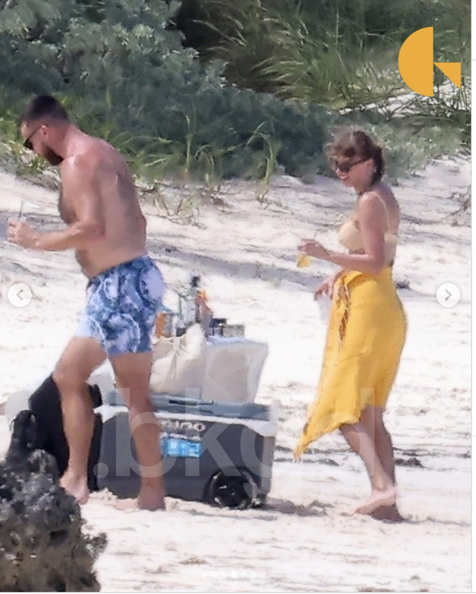 Travis Kelce and Taylor Swift vacationing in the Bahamas on March 21, 2024 | Source: Instagram/backgrid_usa