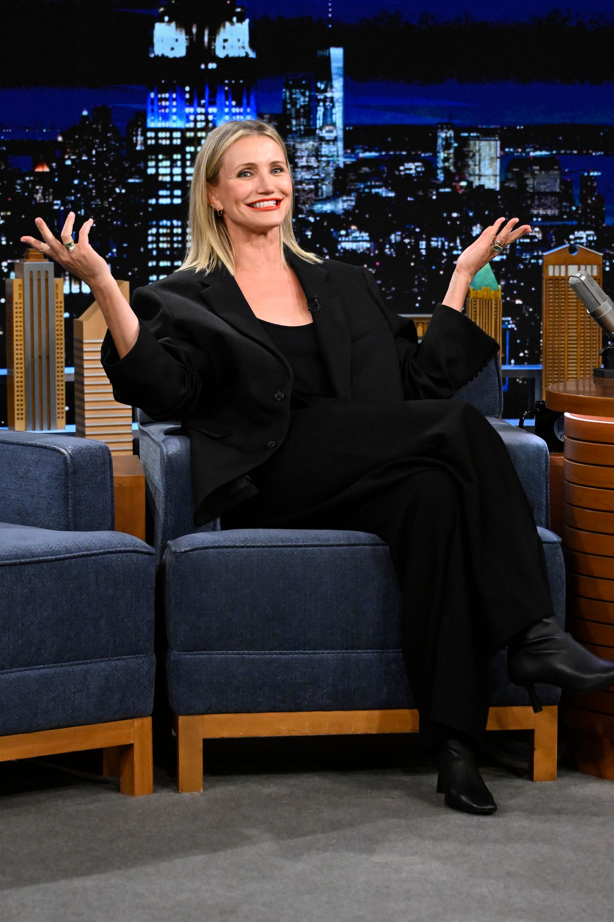 Cameron Diaz during an interview on "The Tonight Show Starring Jimmy Fallon" - Season 11, October 25, 2023. | Source: Getty Images