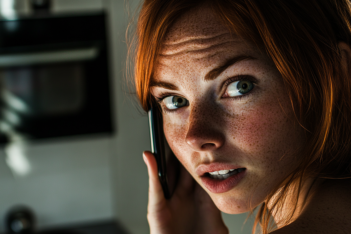 A woman speaking on her phone | Source: Midjourney