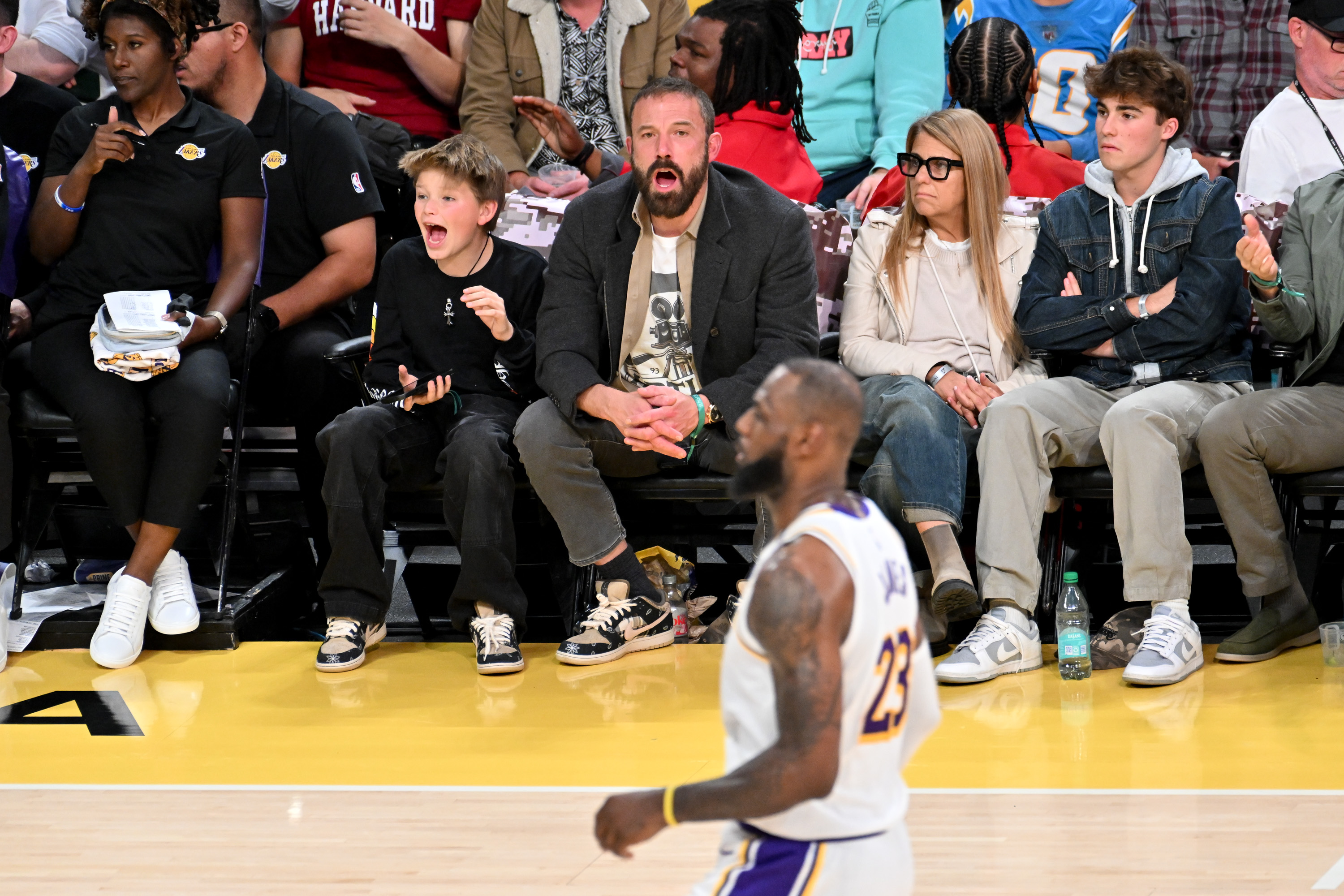 Samuel and Ben Affleck at Crypto.com Arena in Los Angeles, California | Source: Getty Images