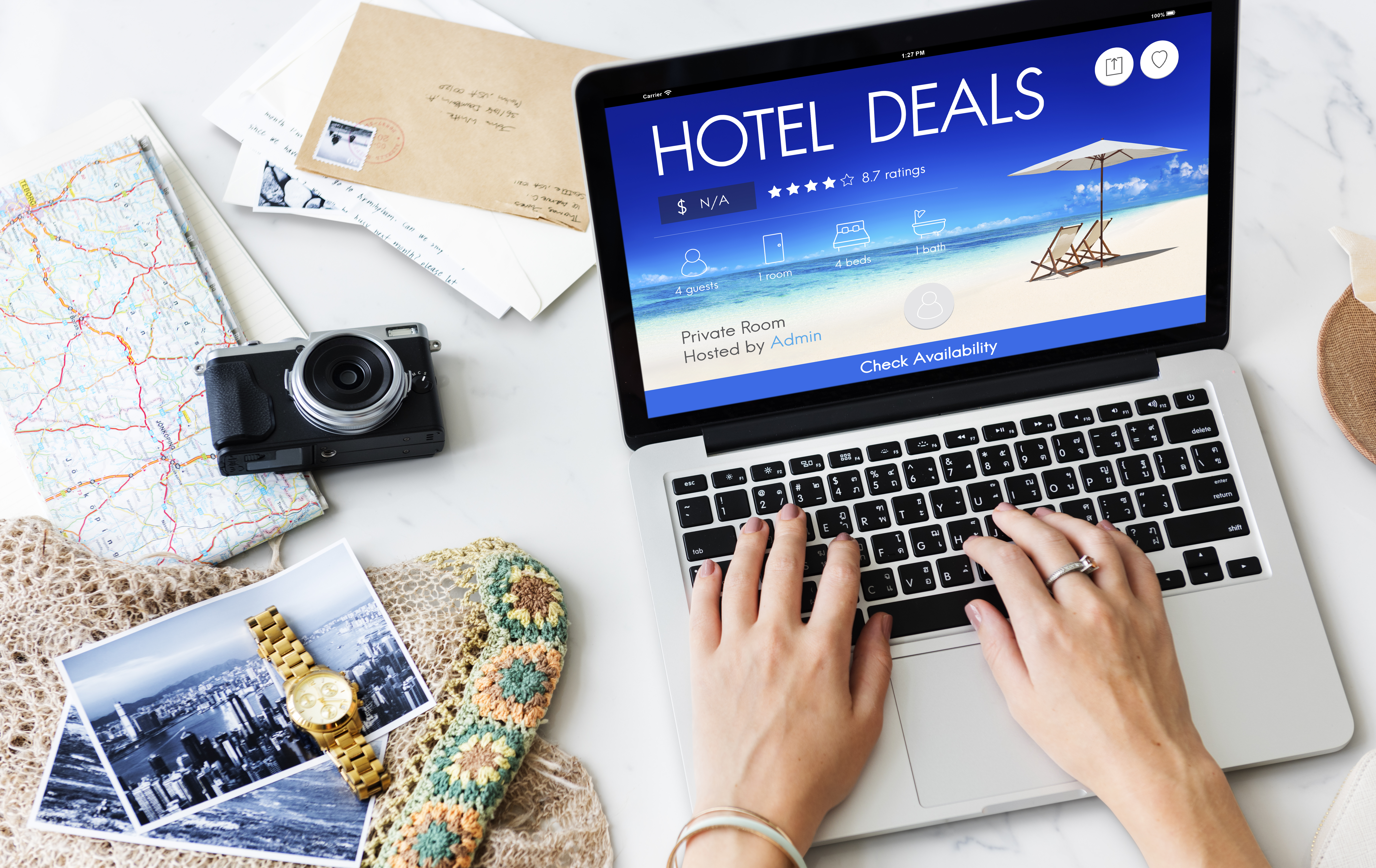 A laptop with hotel bookings | Source: Shutterstock