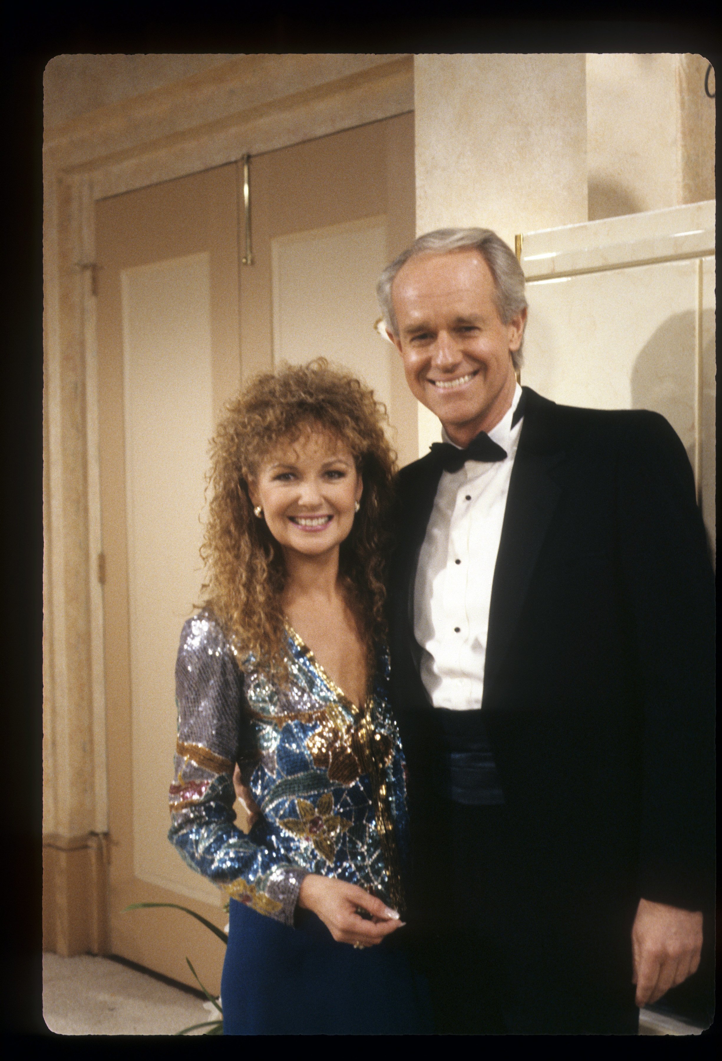 Actress Shelley Fabares and actor Mike Farrell in the TV series, "Coach" on April 17, 1990 ┃Source: Getty Images