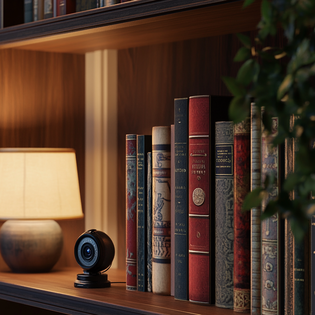 A small camera on the bookshelf | Source: Midjourney