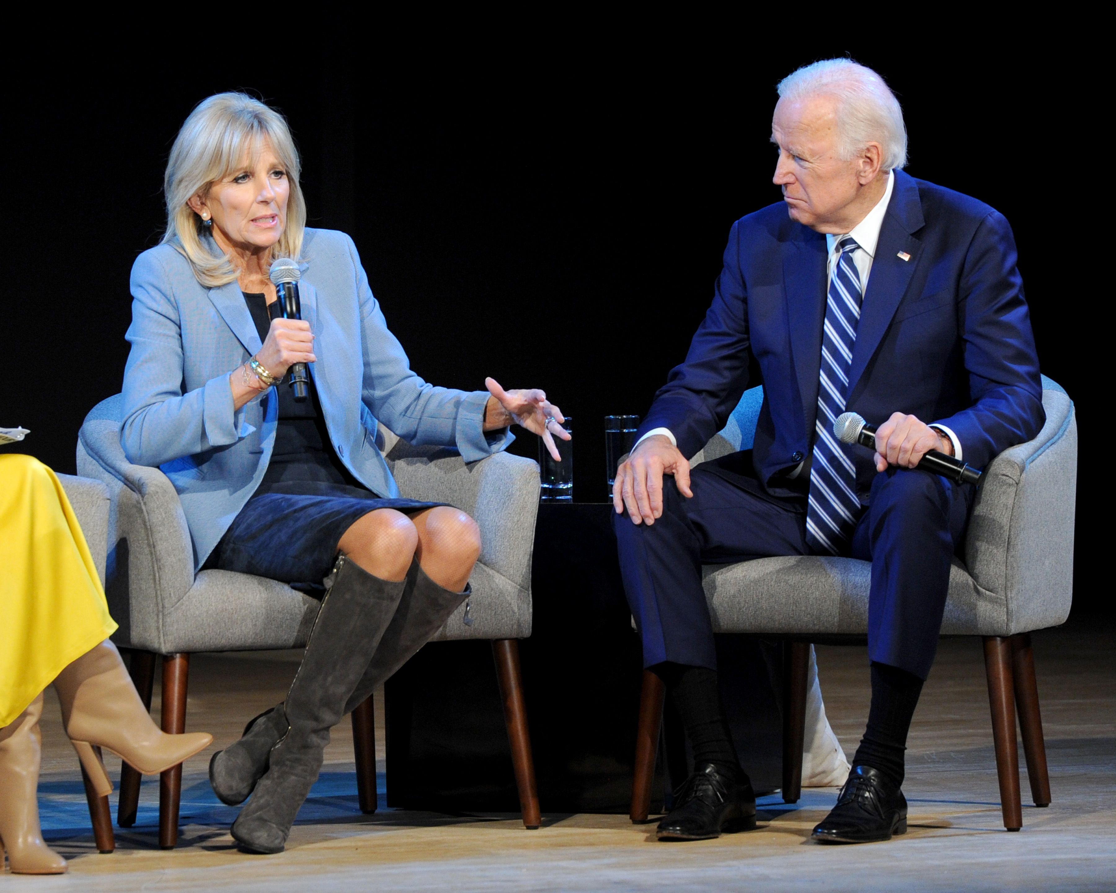 Dr. Jill Biden, and Joe Biden speak onstage during Glamour Celebrates 2017 Women Of The Year Live Summit at Brooklyn Museum on November 13, 2017 | Getty Images
