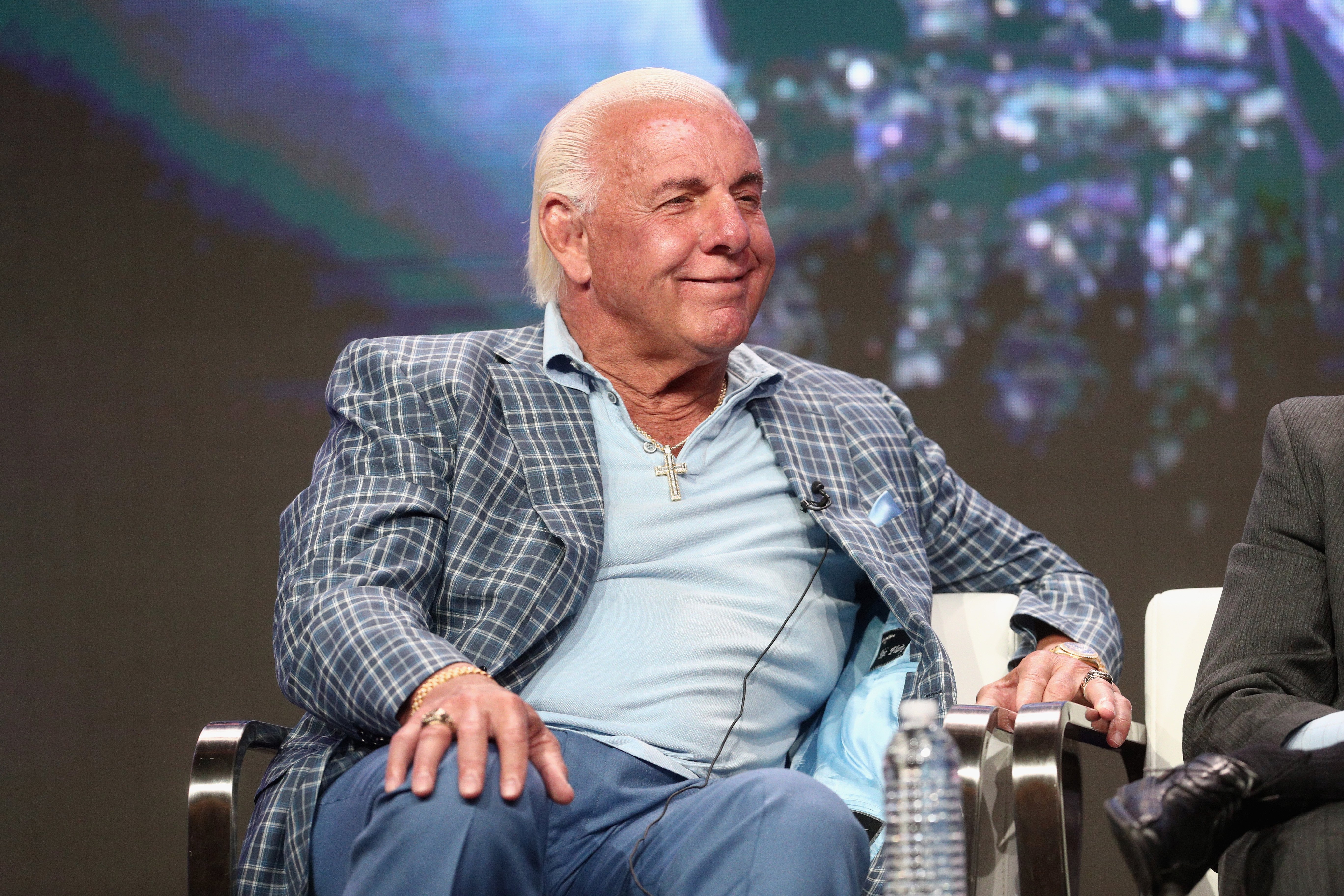 Ric Flair speaks onstage during the ESPN portion of the 2017 Summer Television Critics Association Press Tour. Photo: Getty Images/GlobalImagesUkraine