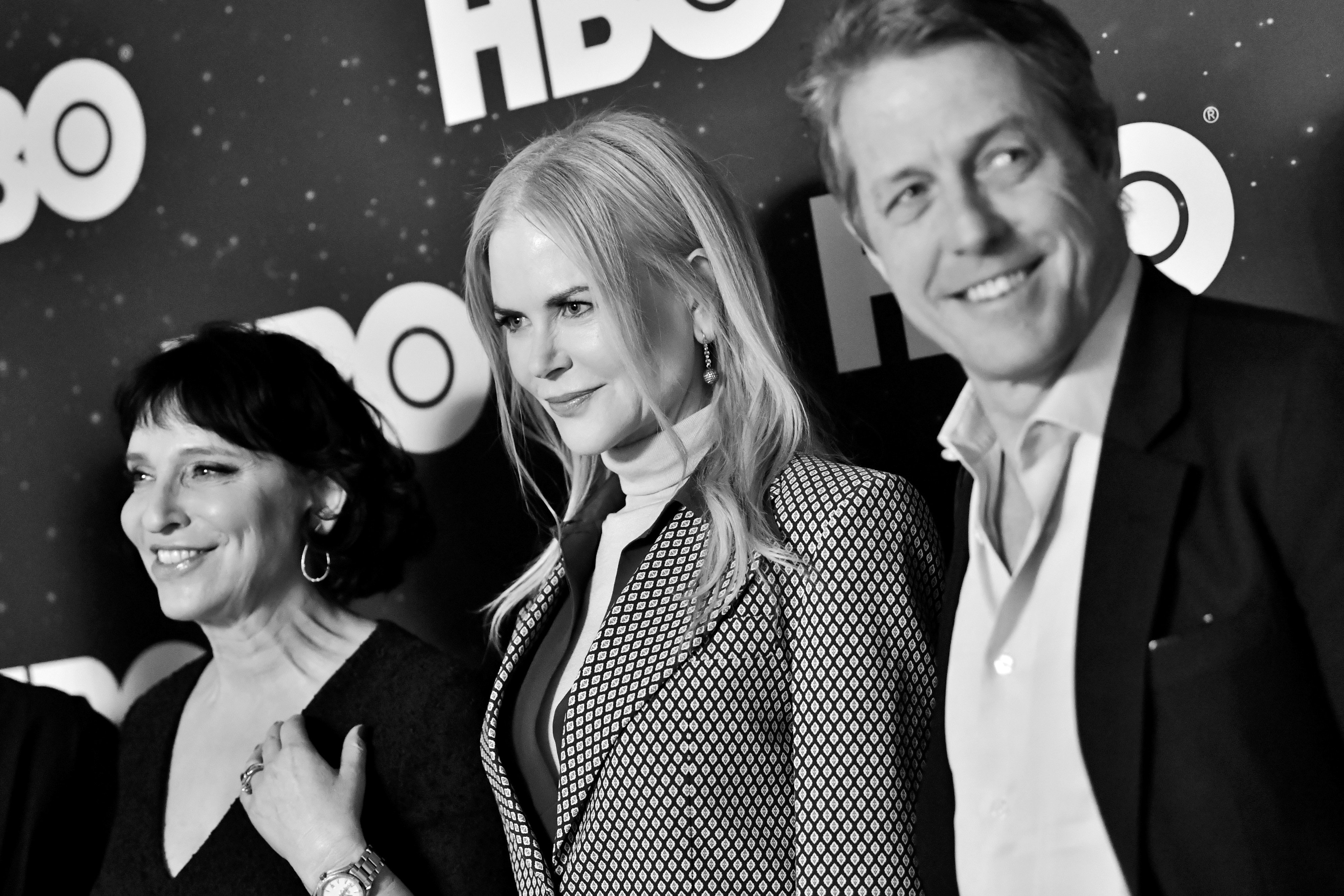 Susanne Bier, Nicole Kidman and Hugh Grant of 'The Undoing' pose in the green room during the 2020 Winter Television Critics Association Press Tour at The Langham Huntington, Pasadena on January 15, 2020 | Source: Getty Images