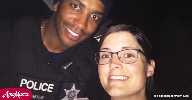 Woman thanks police officer who stayed behind just to make sure she was safe