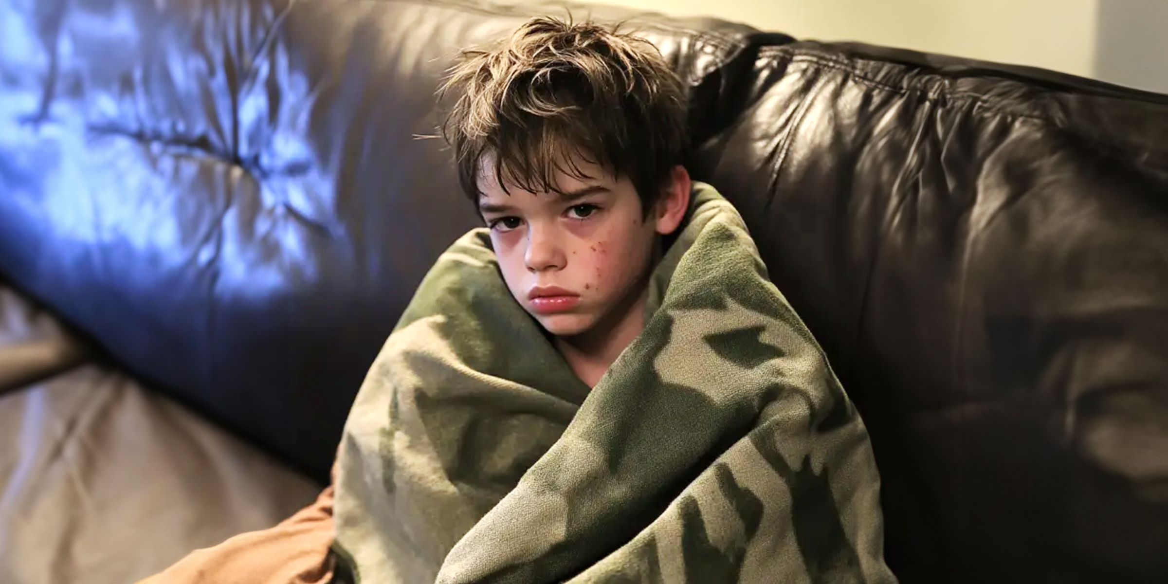 A boy with a dirty face wrapped in a blanket | Source: Amomama