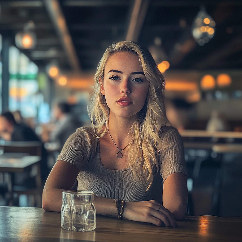 A blonde woman in a restaurant | Source: Midjourney