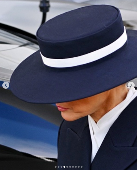 A close-up view of Melania Trump's hat, posted on January 21, 2025. | Source: Instagram/ericjavits