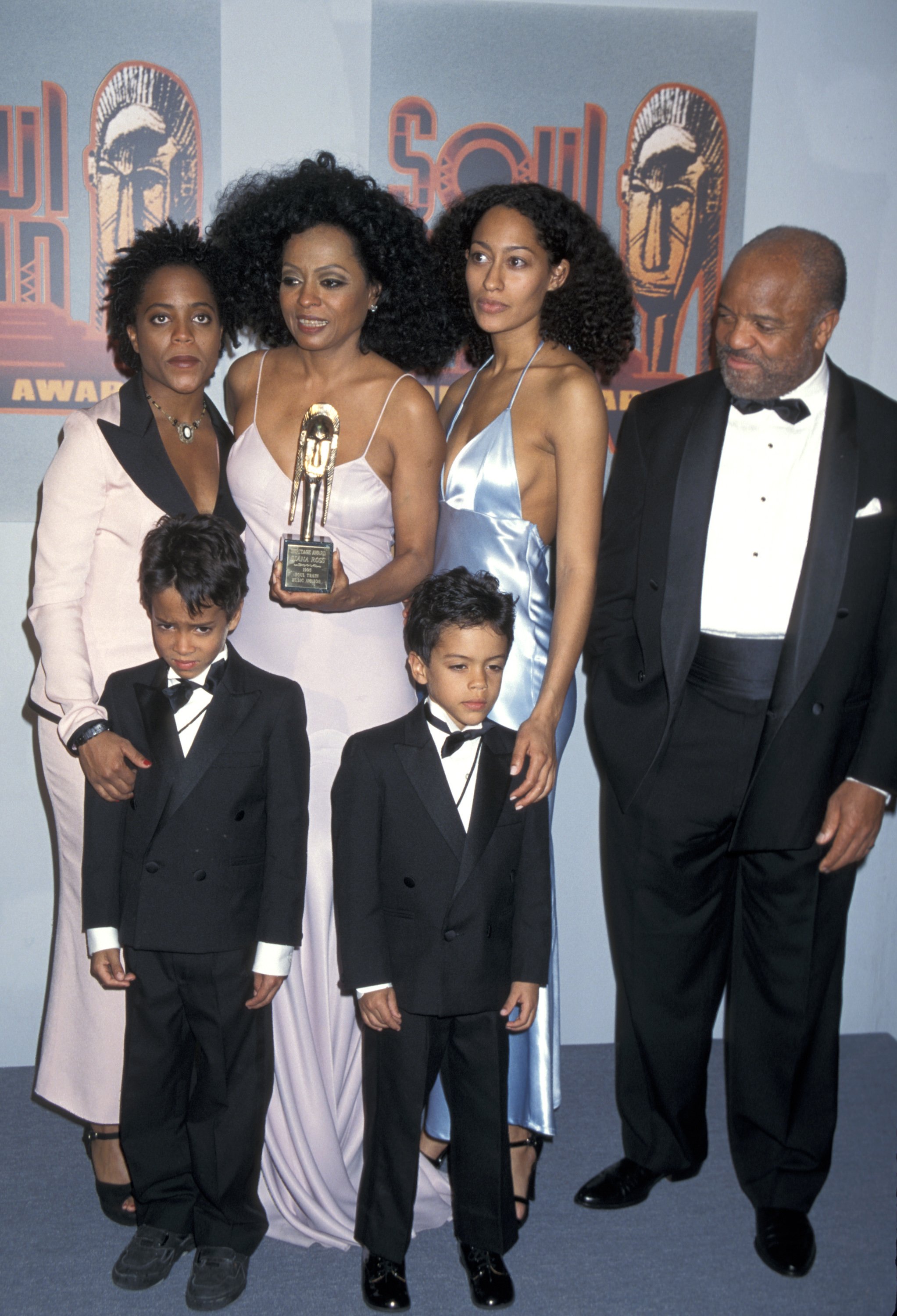 Berry Gordy, Diana Ross and their family at the 9th Soul Train Music Awards | Source: Getty Images 