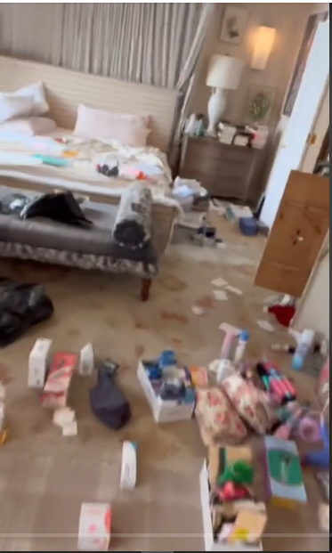 Drew Barrymore cleaning her bedroom from a TikTok post dated February 28, 2024 | Source: Tiktok/@drewbarrymore