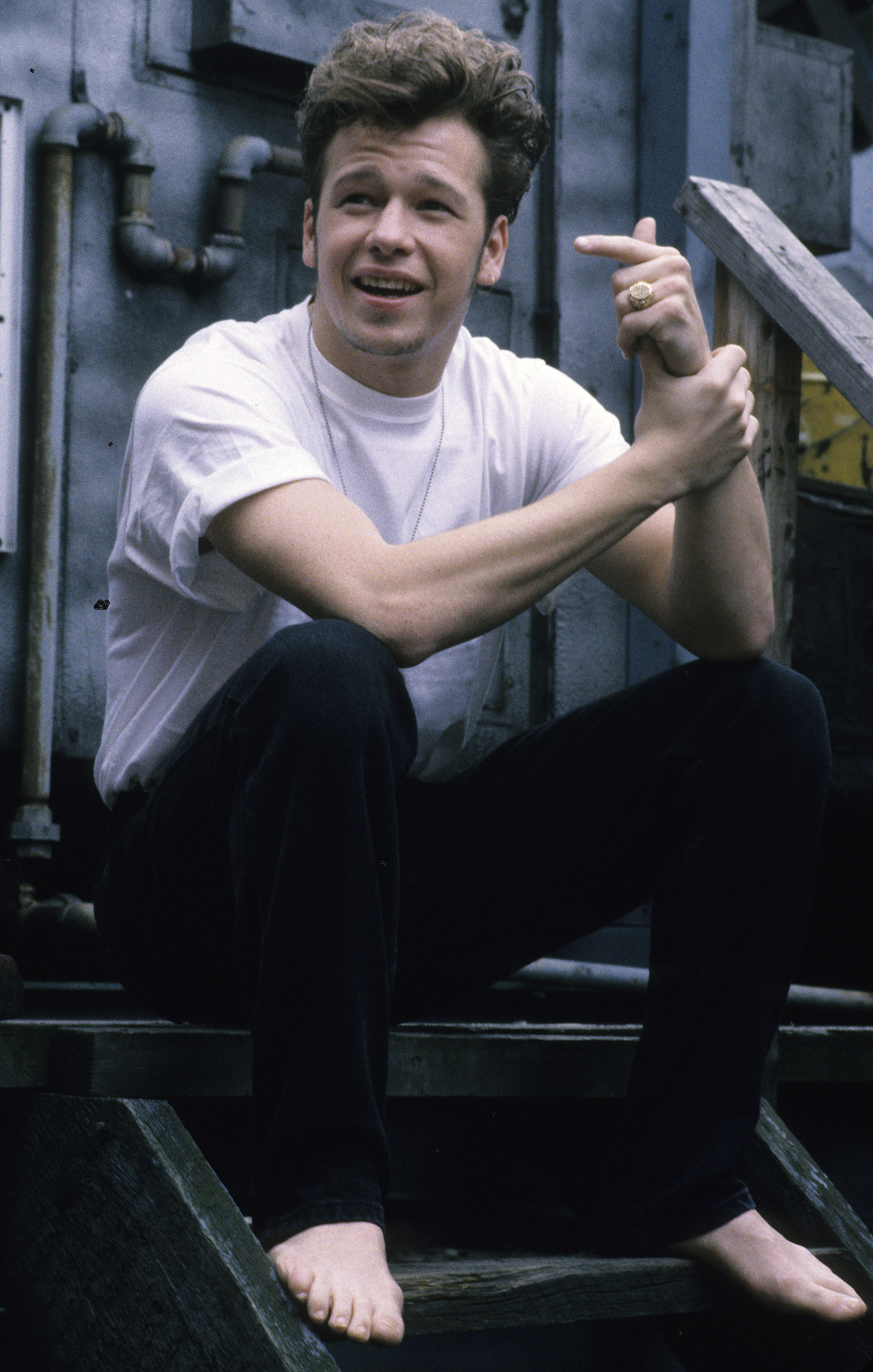 Donnie Wahlberg posing for photographs circa 1989. | Source: Getty Images