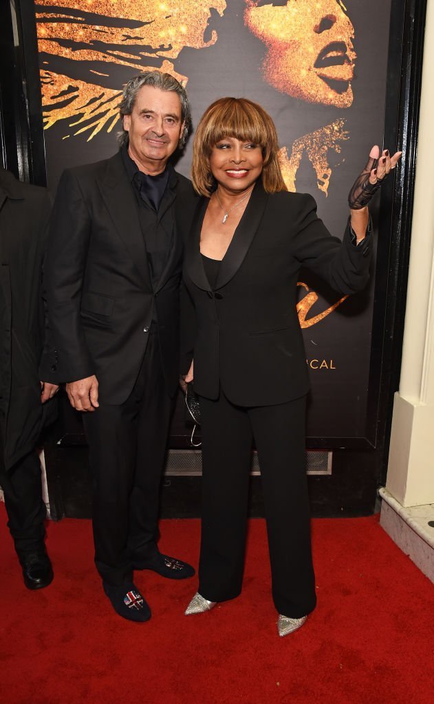Erwin Bach and Tina Turner arrive at the press night performance of "Tina: The Tina Turner Musical" at the Aldwych Theatre on April 17, 2018, in London, England. | Source: Getty Images.